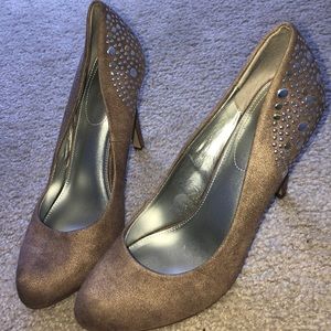 *I take offers* tan rhinestone heels